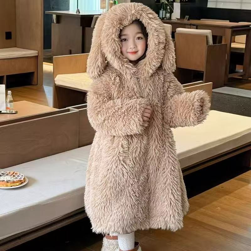 Baby X Clothing - 가을겨울 여아 퍼 코트 아기 인조