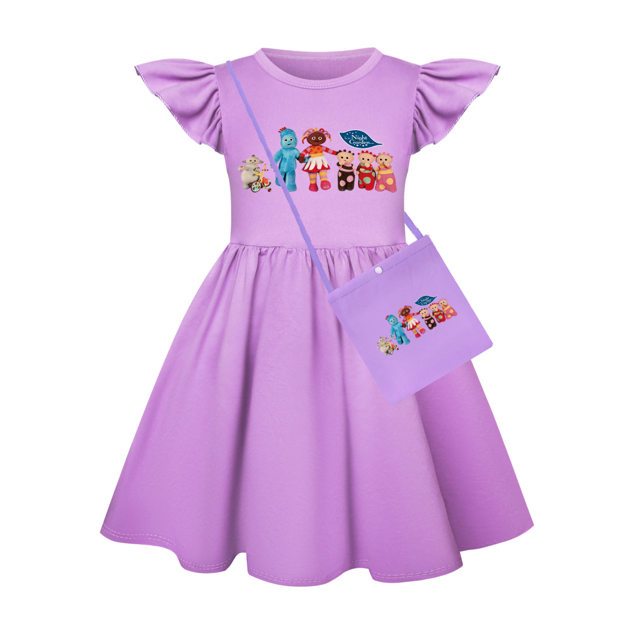 Baby Clothing Night - 밤의 정원에서 만화 TV 시청하는 아이들