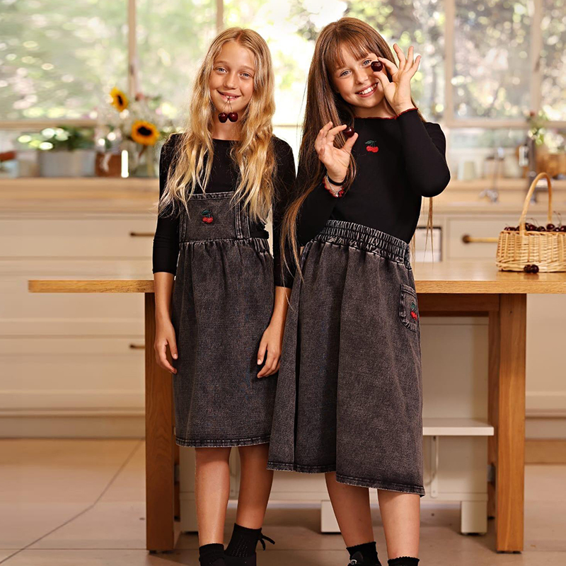 데님 블랙 가족 커플룩 세트 긴팔 아동복 - 여아 원피 - Baby Clothing Logo 리뷰 및 가격