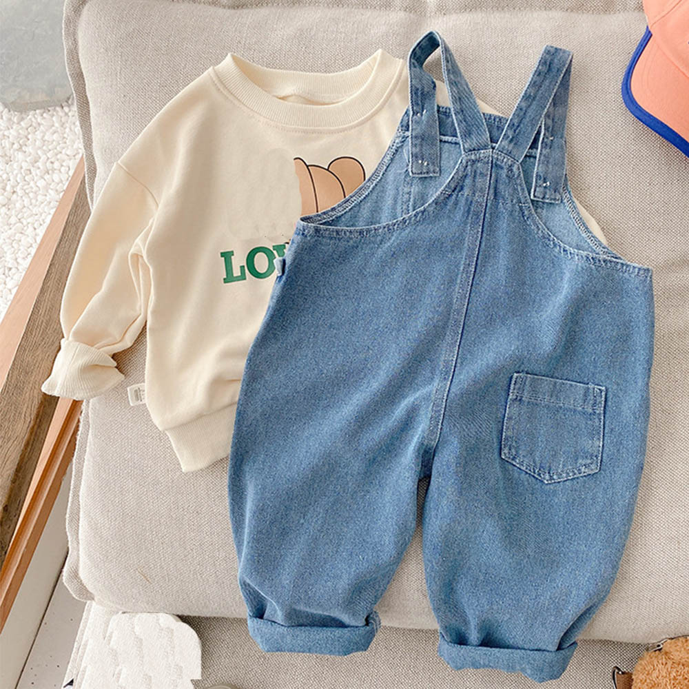 여아 점프 슈트 블루 데님 솔리드 컬러 코튼 봄 가을  - Baby Clothing Boutique 리뷰 및 가격